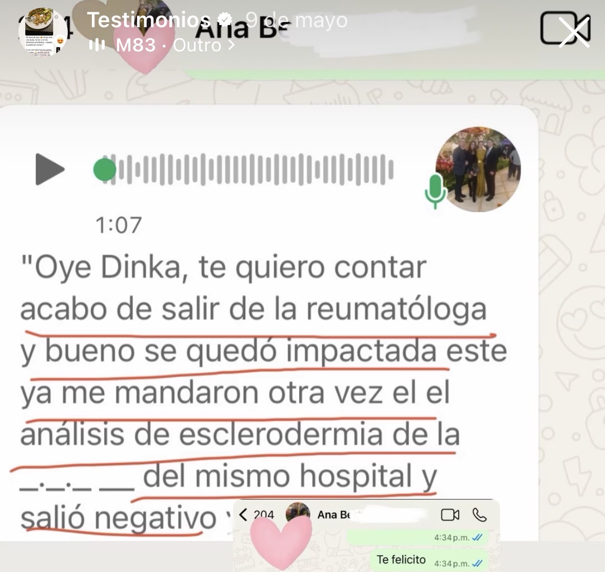 Testimonio real de alumna, análisis de esclerodermia negativo, reumatóloga impactada