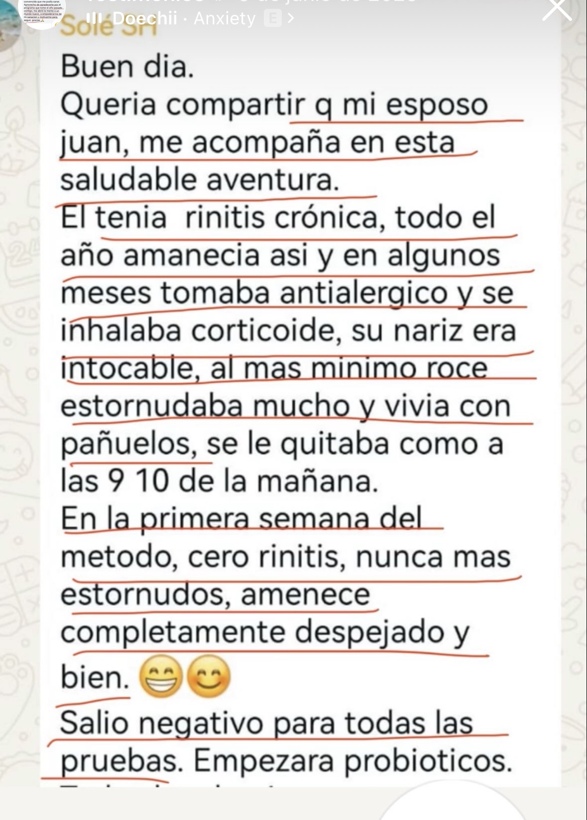 Testimonio real de alumna, rinitis crónica superada